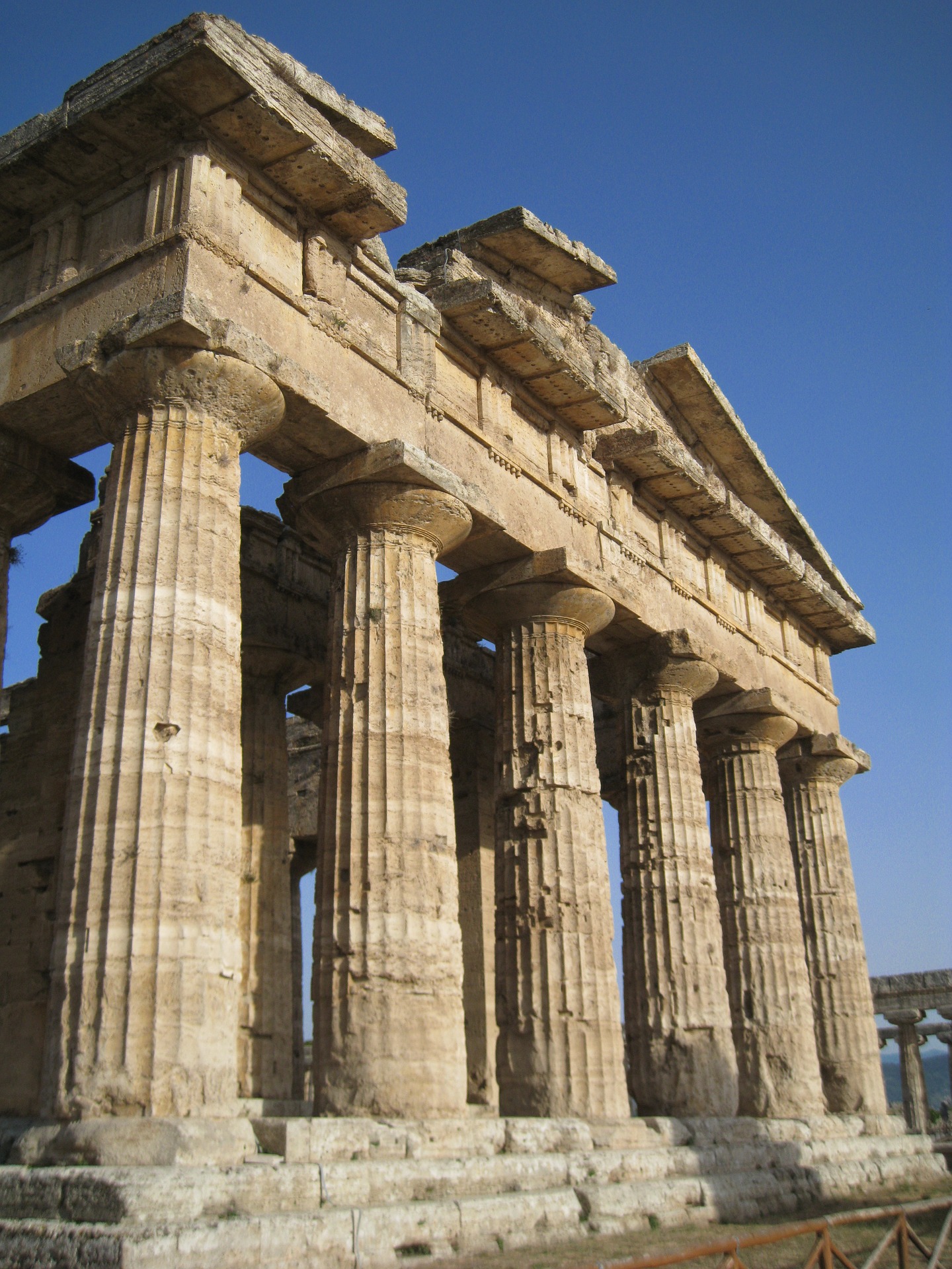Mozzarella Cheese And Greek Temples In Paestum